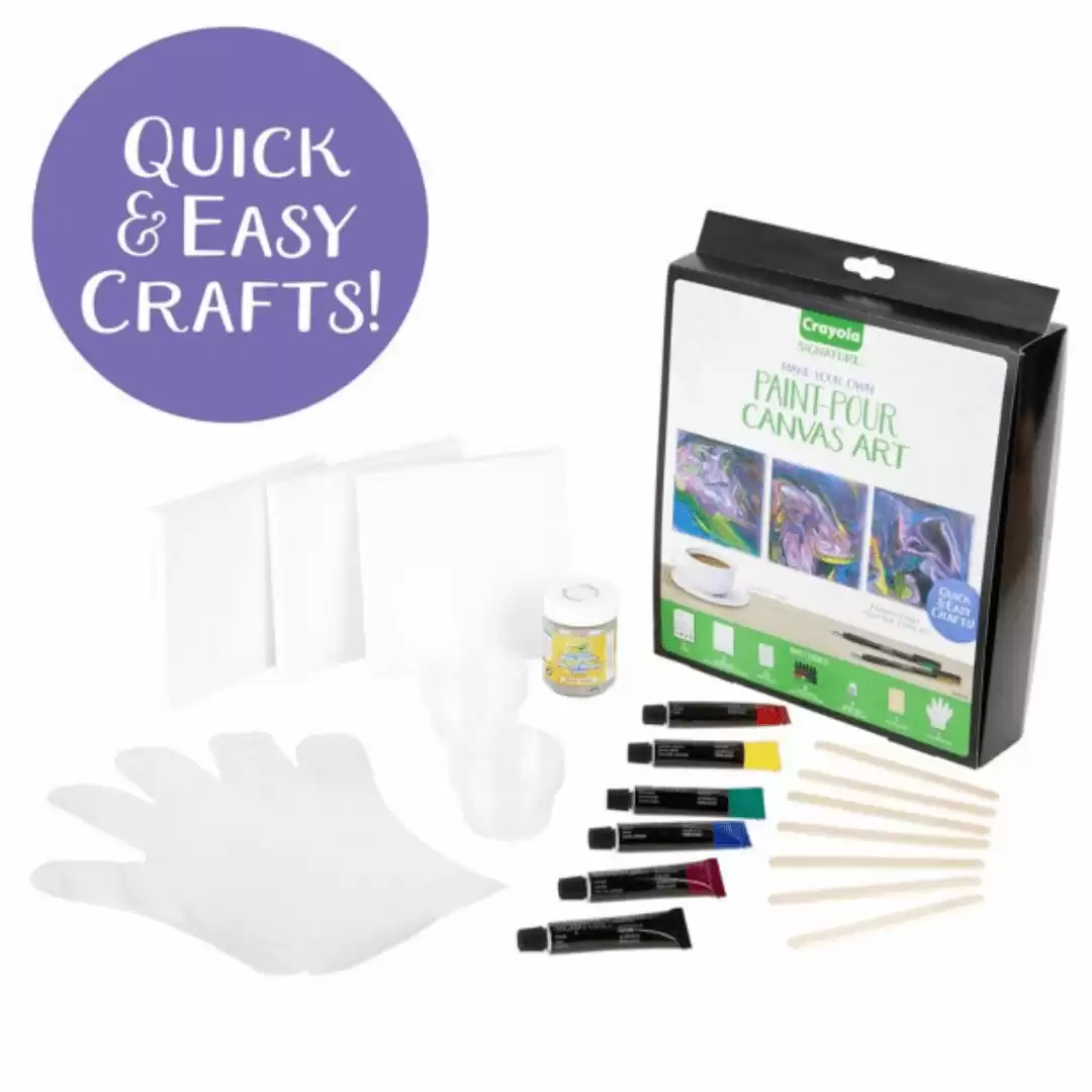 Crayola Signature Paint-Pour Canvas Art Kit