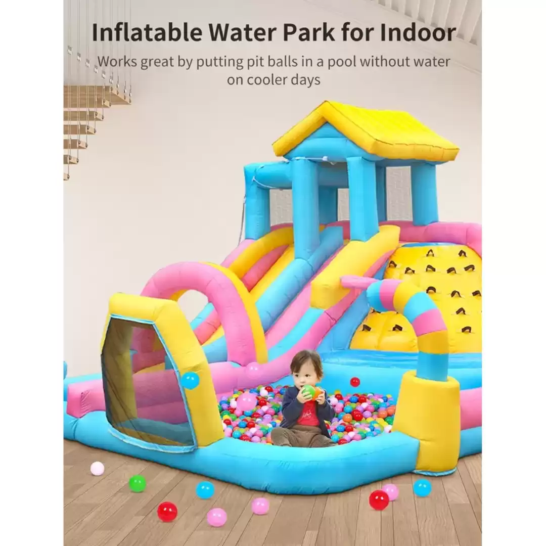 NaisicoreInflatable Water Slides Park For Kids Backyard, 14.6 X 13 X 9.2 Ft Heavy Duty Bounce House With Dual Slides For Wet And Dry, 6 In 1 Waterslide With Climbing Wall, Cannons, Splash Pool, 750w B...