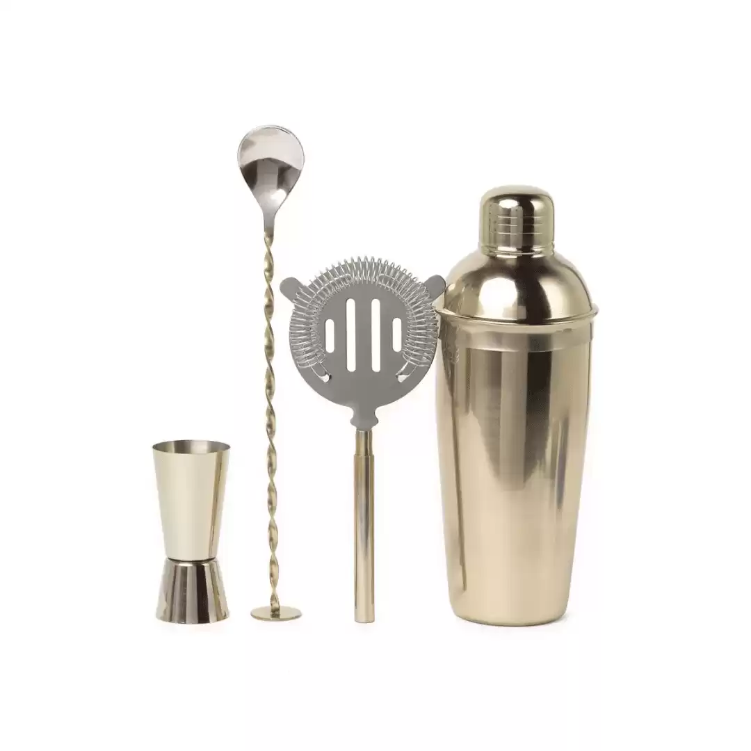 JAY IMPORTS Stainless Steel Cocktail 4-Piece Set - Brass