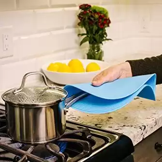 Safe Grabs: Multi-Purpose Silicone Original Microwave Mat from Shark Tank | Splatter Guard, Trivet, Hot Pad, Pot Holder, Kitchen Tool (BPA-Free, Heat Resistant, Dishwasher Safe), Ocean Blue