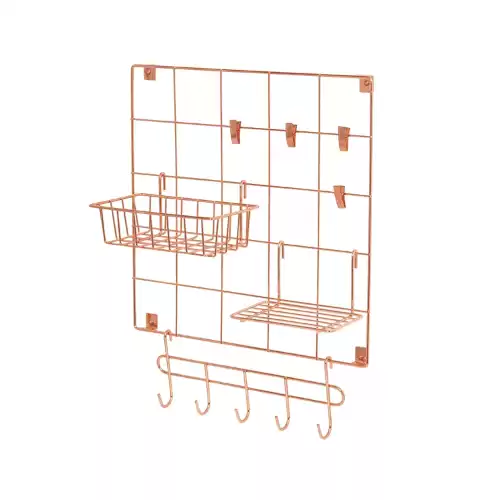 Honey Can Do 8-Pc. Copper Wire Wall Grid with Storage Accessories