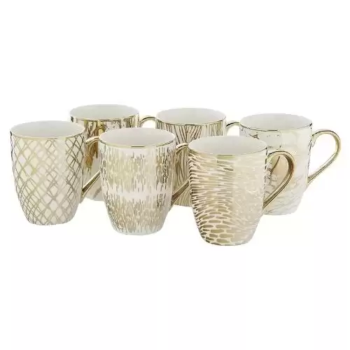 Certified International 26540SET6 Matrix 16 oz. Gold Plated Mugs, Set of 6, 5