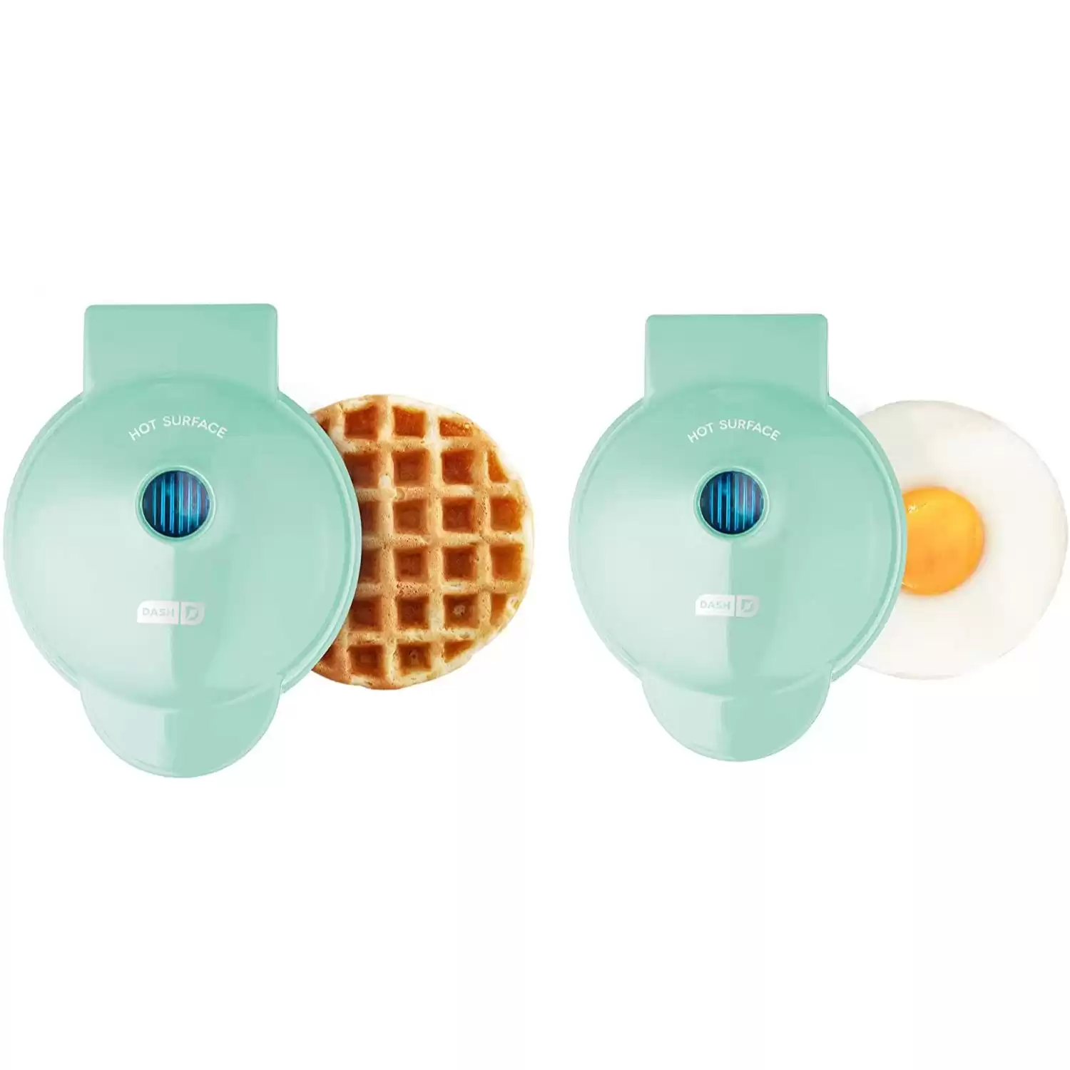 Dash Mini Maker, 2-Pack Griddle + Waffle Iron - Aqua