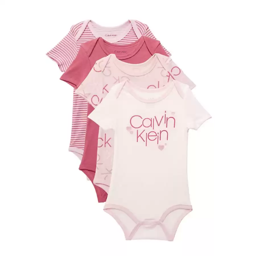 Calvin Klein Baby Girl's 4-Piece Logo Bodysuits