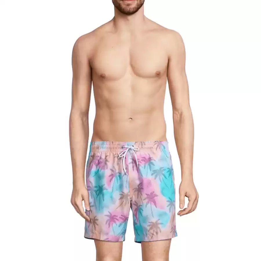 Palm-Print Swim Shorts Trunks Surf + Swim