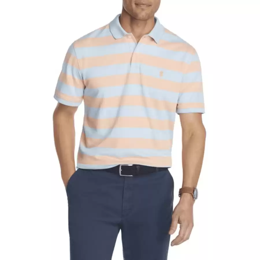 IZOD Men's Short Sleeve Advantage Rugby Stripe Polo