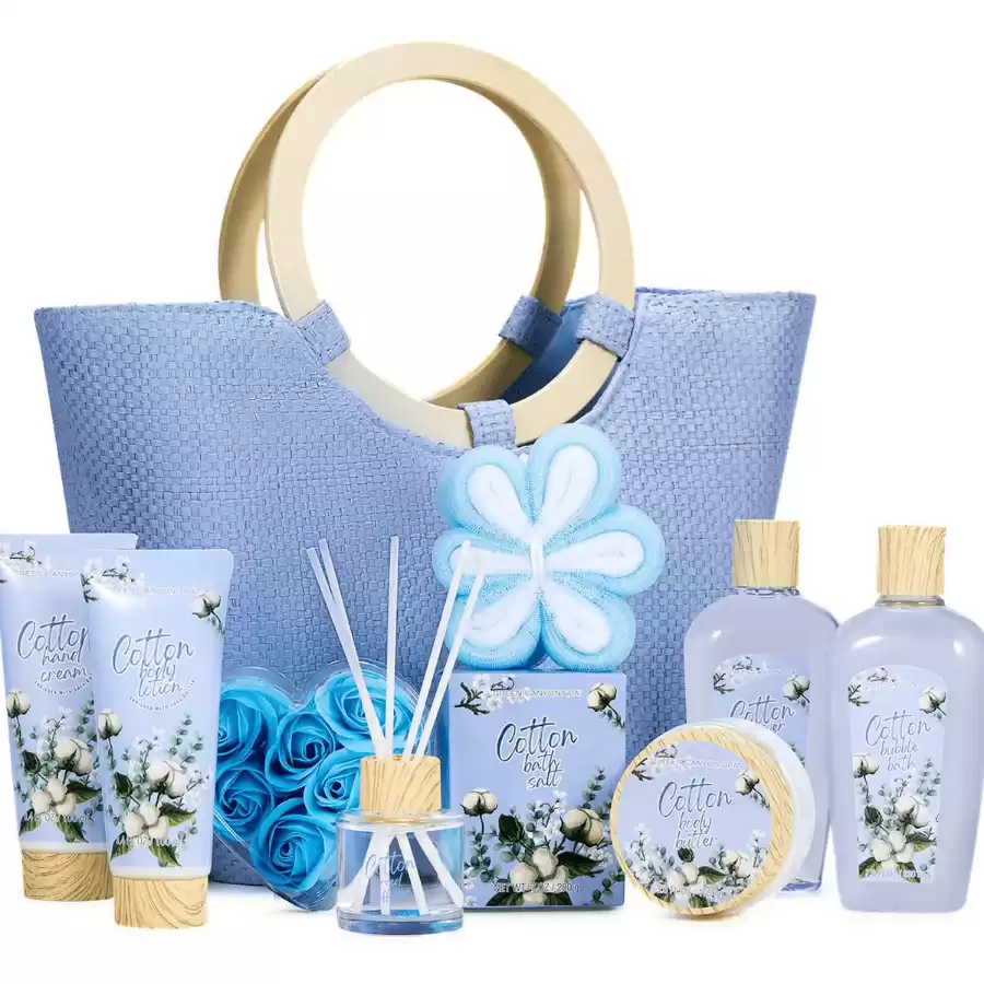 Spa Gift Set for Women-10pcs Cotton Scent Gift Box in Exquisite Tote Bag, Shower Gel, Bath Salt, Reed Diffuser, Best Gift Basket for Women's Valentine Mother's Day Christmas, Birthday Gift S...