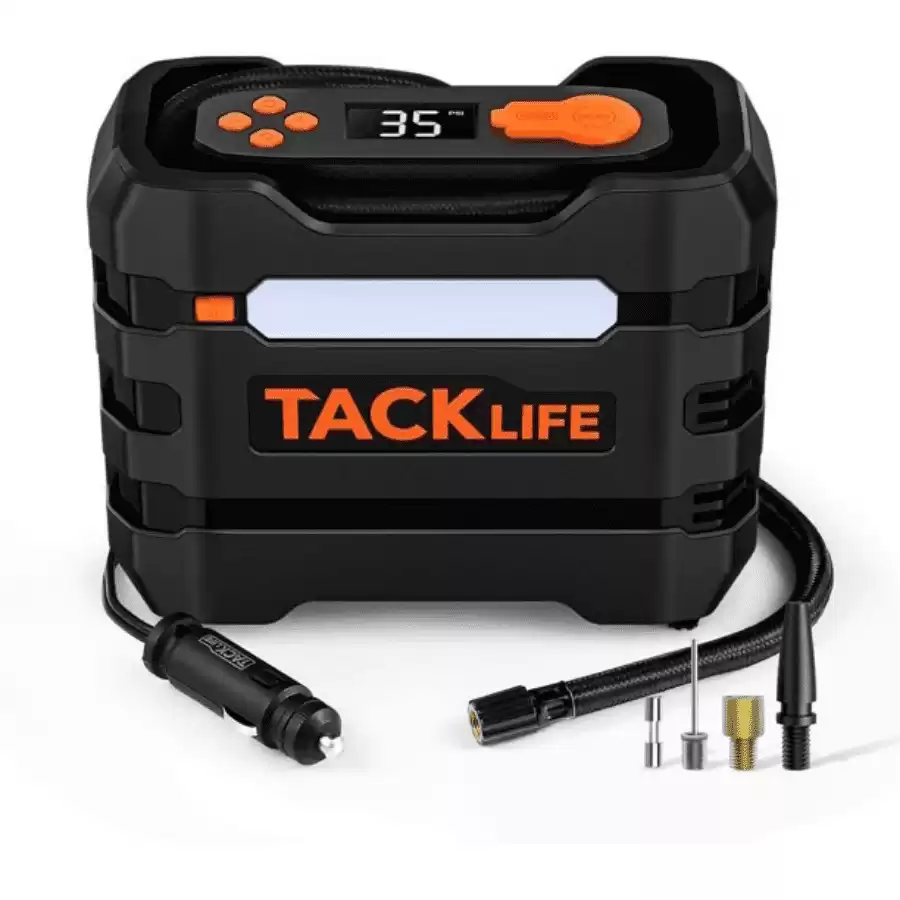 TACKLIFE Car Tire Inflator 12V DC Portable Air Compressor with 3 LED Lights