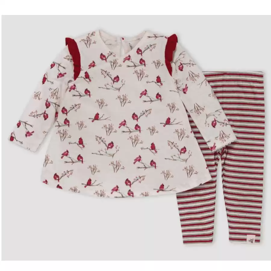 Burt's Bees Baby® Baby Girls' Snowy Songbirds Organic Cotton Tunic & Leggings Set - Off-White 0-3M