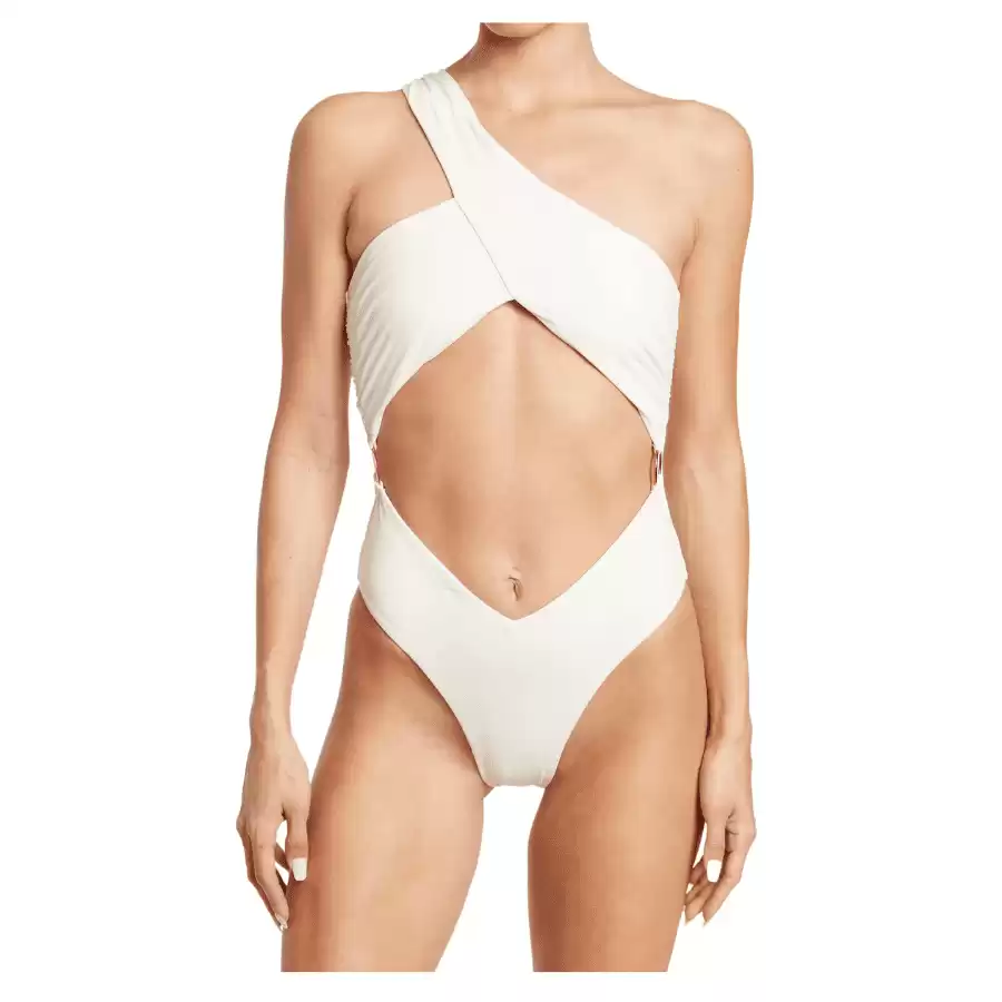 WEWOREWHAT Asymmetrical Cutout One-Piece Swimsuit