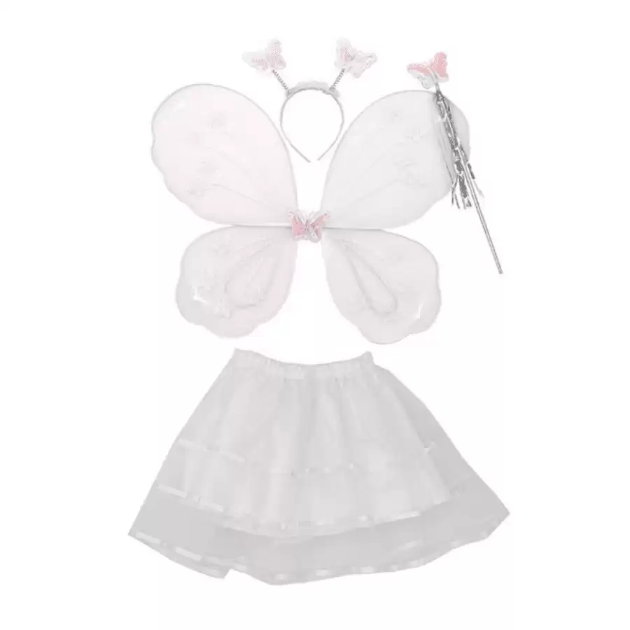 SUNSIOM Fairy Princess Butterfly Wings Headband Magic Wand Gauzy Skirt for Toddler Girls Dress Up Party Cosplay Costume