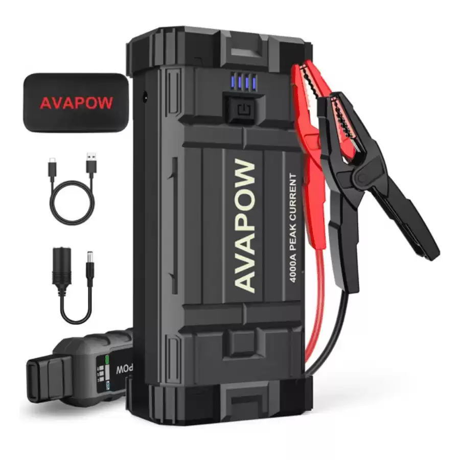 AVAPOW Car Jump Starter, 4000A Peak 27800mAh Battery Jump Starter (for All Gas or Up to 10L Diesel), Battery Booster Power Pack, 12V Auto Jump Box with LED Light, USB Quick Charge 3.0