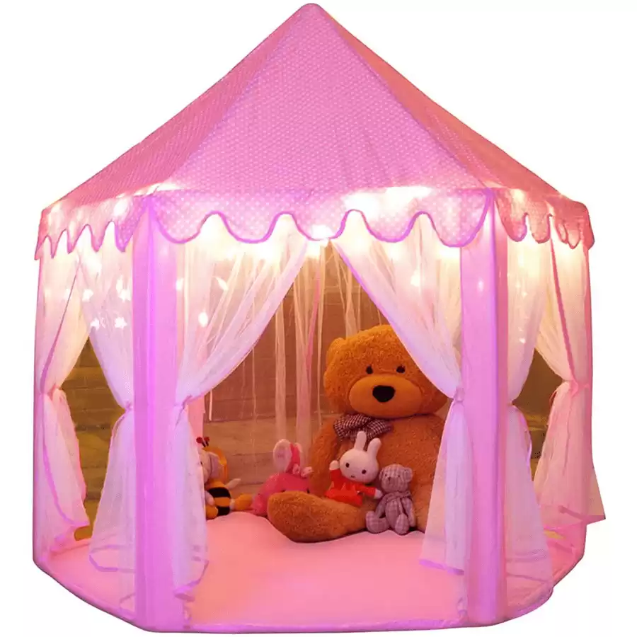 Monobeach Princess Tent Girls Large Playhouse Kids Castle Play Tent with Star Lights Toy for Children Indoor and Outdoor Games, 55'' x 53'' (DxH)