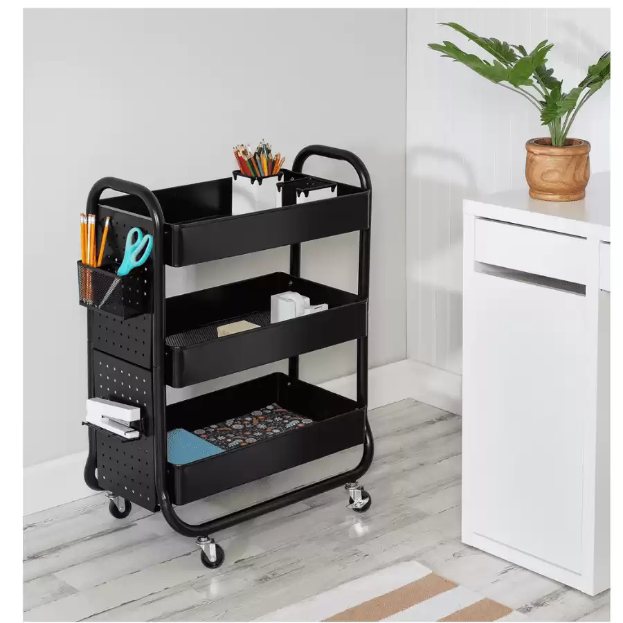 Honey Can Do Rolling Craft Cart with Peg Board