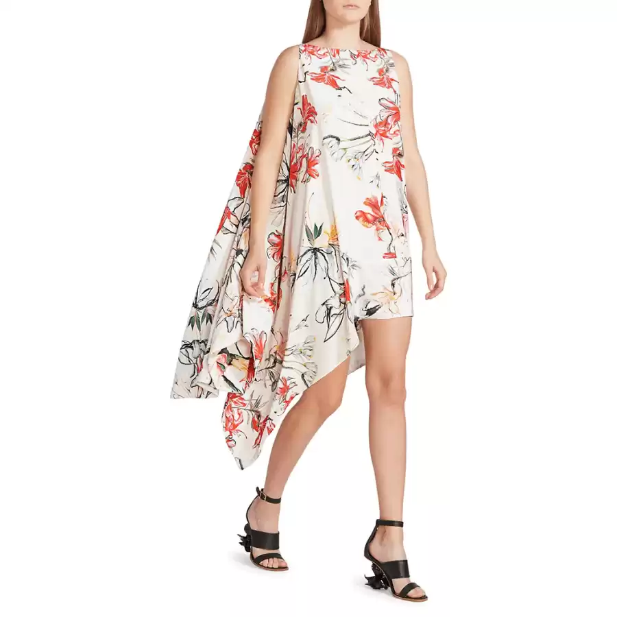 ALEXANDER MCQUEEN New Day Floral Silk Handkerchief Dress