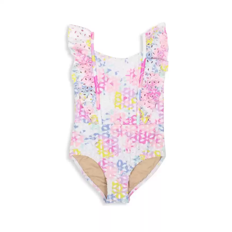 Shade Critters Baby Girl's & Little Girl's Floral Eyelet Multicolor One-Piece Swimsuit