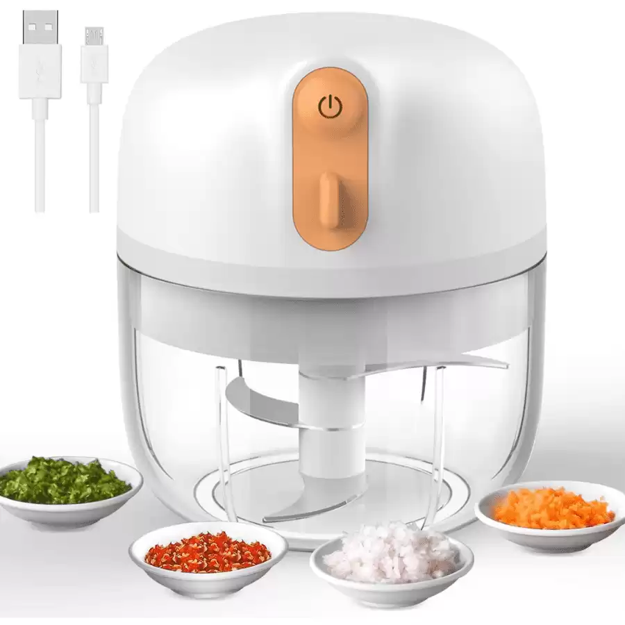 Electric Mini Garlic Chopper, 250ML Mini Food Chopper with USB Charging, Portable Mini Food Processor Small Vegetable Mincer, Mini Chopper for Garlic Onion Ginger, Garlic Machine BPA Free