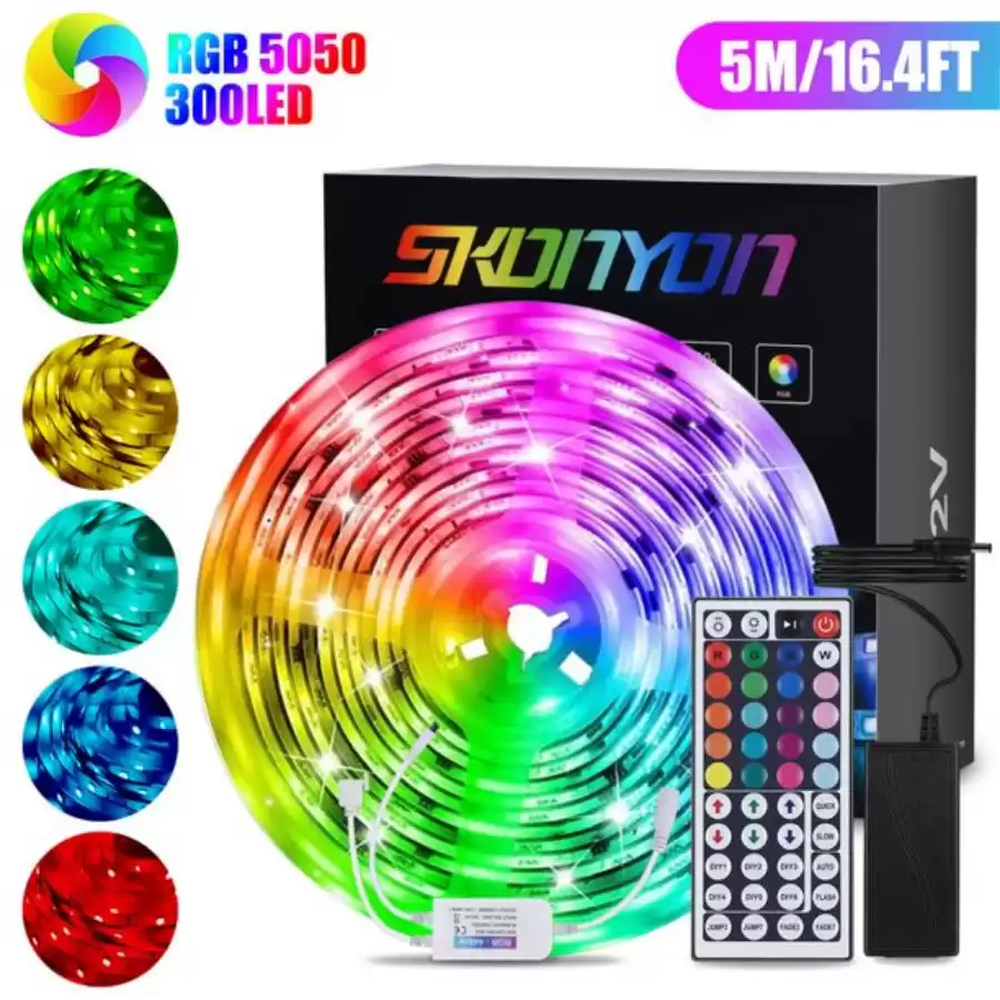 SKONYON 16.4ft RGB LED Light Strip 5050 LED Tape Lights