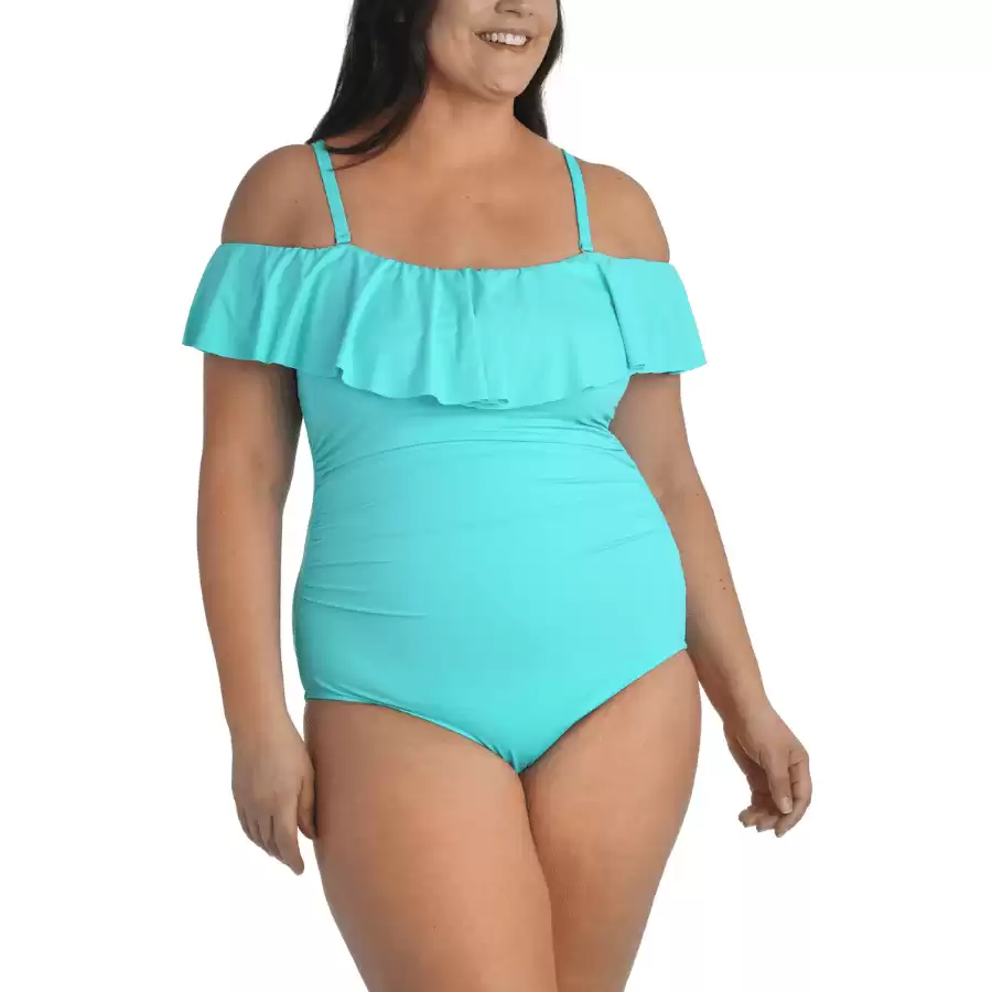 LA BLANCA Off the Shoulder One-Piece Swimsuit