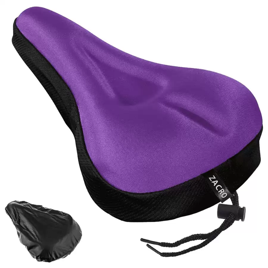 Zacro Gel Bike Seat Cover - Soft Bike Cushion Seat Cover with Water&Dust Resistant Cover-Exercise Bike Seat Cushion for Women Men Comfort-Compatible with Peloton, Spin Bike, Indoor Outdoor Cycling