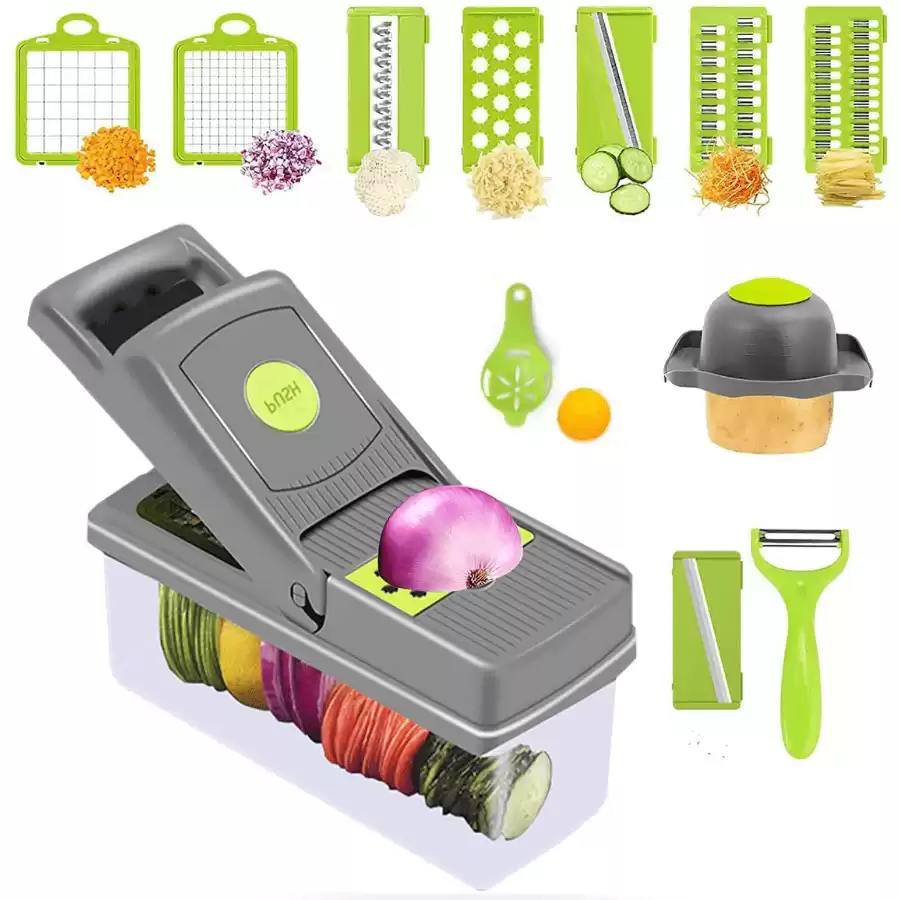 B BSIASIO Vegetable Chopper With Container Onion Chopper, Egg Slicer, Slicer, Vegetable Slicer, Professional food chopper,8 blades