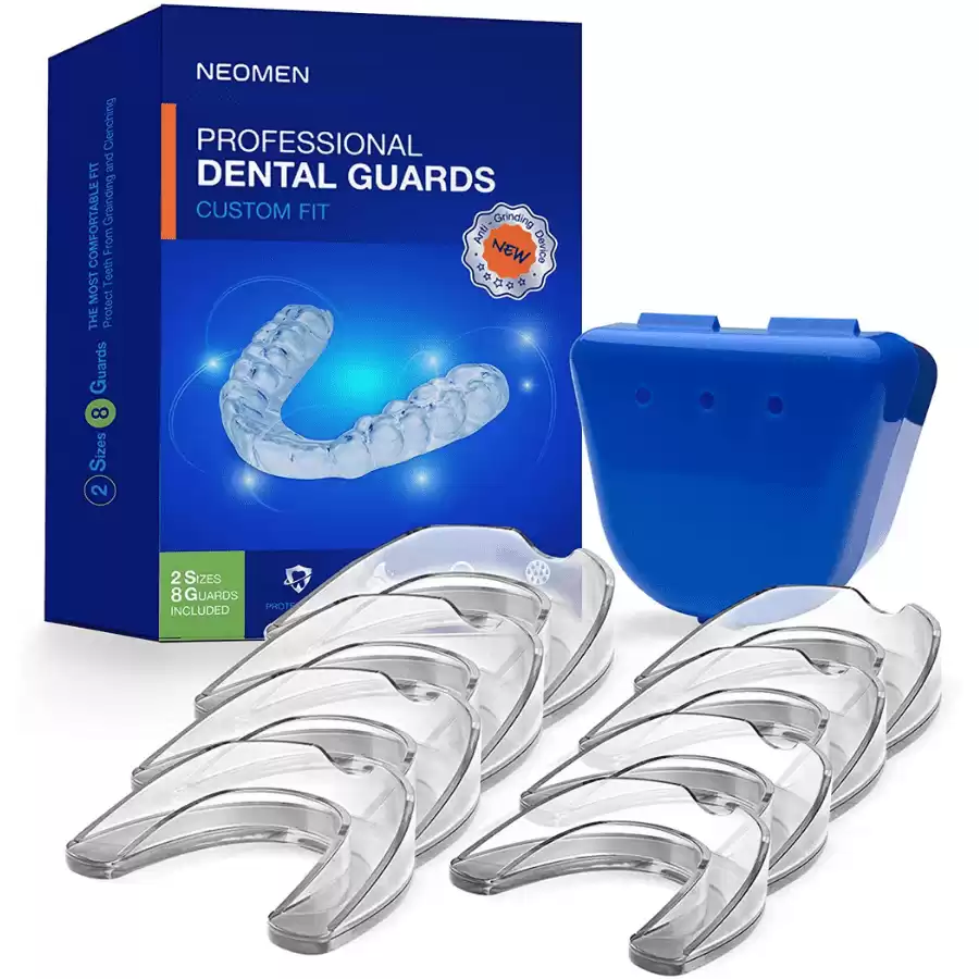 Neomen Mouth Guard - Professional Mouth Guard for Clenching Teeth at Night - Upgraded Night Guard for Grinding Teeth, Stops Bruxism, Tmj & Eliminates Teeth Clenching (8 Pack, 2 Size)