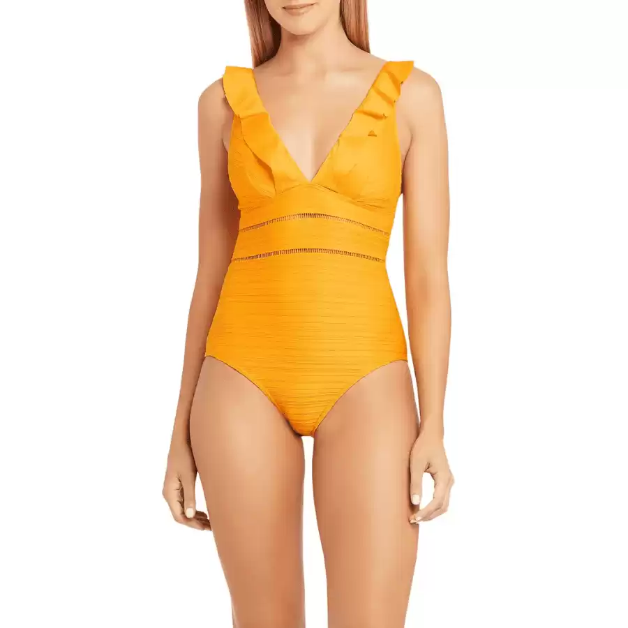 SEA LEVEL Spliced Frill One-Piece Swimsuit