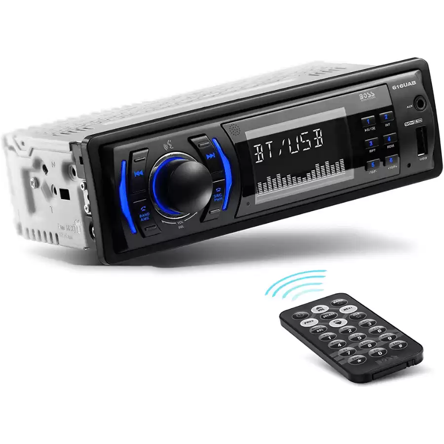 BOSS Audio Systems 616UAB Multimedia Car Stereo - Single Din LCD Bluetooth Audio and Hands-Free Calling, Built-in Microphone, MP3/USB, Aux-in, AM/FM Radio Receiver