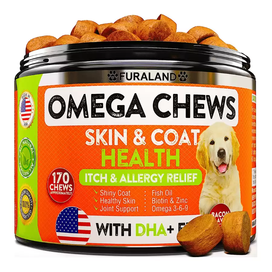 Omega 3 for Dogs - Allergy & Itch Relief - Dog Anti Shedding Vitamins - Dry Skin Treatment - Wild Alaskan Salmon Fish Oil - EPA & DHA Fatty Acids - Natural Dog Skin and Coat Supplement - 170 C...