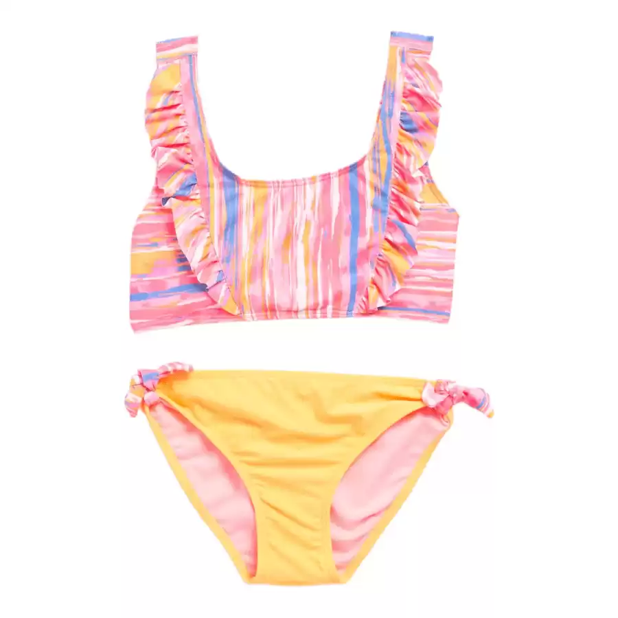 KENSIE GIRL Stripe Ruffled 2-Piece Swimsuit