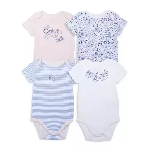 CALVIN KLEIN Baby Girl's 4-Piece Logo Bodysuit