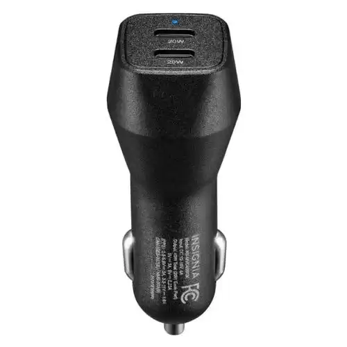 Insignia 40 W Vehicle Charger with 2 USB-C Ports (Black)