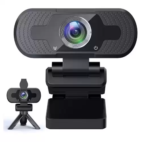 Webcam, HD Webcam 1080P with Privacy Shutter and Tripod Stand, Streaming Web Camera with Microphone, 110-Degree Wide Angle USB Computer Camera for PC Laptop Desktop Conferencing Gaming Calling Zoom