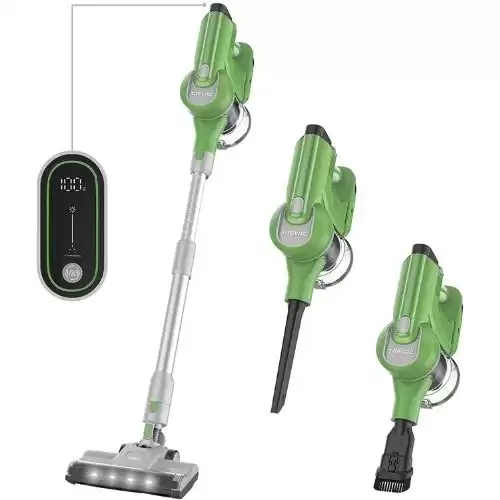 Cordless Vacuum Cleaner with Smart LED Display TASVAC 23 k Pa 6 in 1 Powerful Suction Stick Vacuum, Lightweight, Up to 50 Runtime, 5 Cyclone Filter for Hardwood Floor Carpet, Pet Hair (Green)