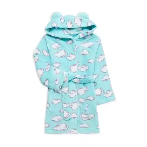 PETIT LEM ​Little Kid's & Kid's Faux Fur-Ears Hooded Cloud-Print Fleece Robe