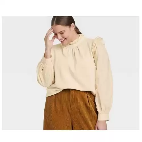 Women's Plus Size Sweatshirt - Who What Wear™ Cream 2X