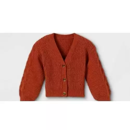 Toddler Girls' Adaptive V-Neck Cardigan - Cat & Jack™ Dark Orange 12M