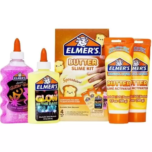 Elmer’s Butter Slime Kit | Slime Supplies Include Elmer’s Glow in The Dark Glue, Elmer’s Glitter Glue, Elmer’s Butter Slime Activator, 4 Count