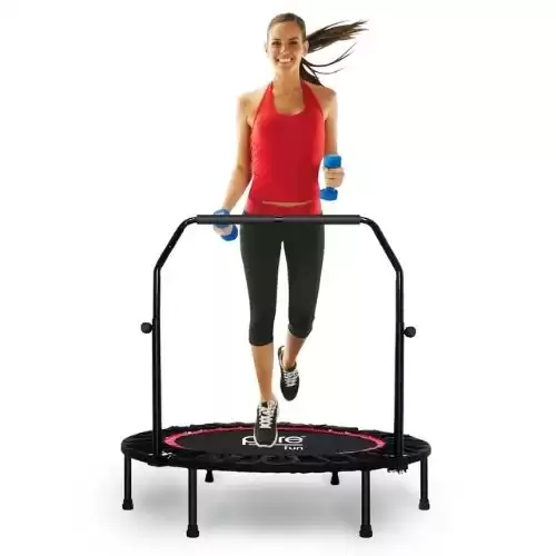 Pure Fun 40-inch Exercise Trampoline With Adjustable Handrail - Black/red