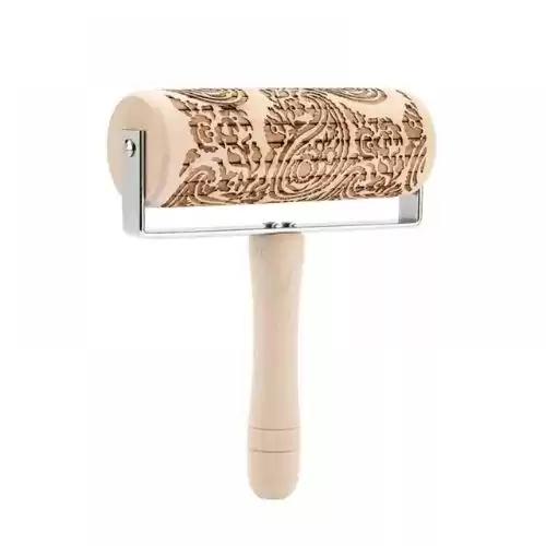 Hand-Held Embossed Rolling Pins Christmas Wooden Hand Grip Engraved Rolling Pin For Baking  Flowers