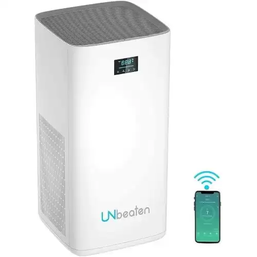 UNbeaten Smart WiFi Air Purifier for Home Large Room Kitchen, H13 True HEPA Filter Air Cleaner Reduce Smoke Pollen Dirt Air Odor Cleaner - 1800ft² Coverage, PM2.5 Display, Aromatherapy Function