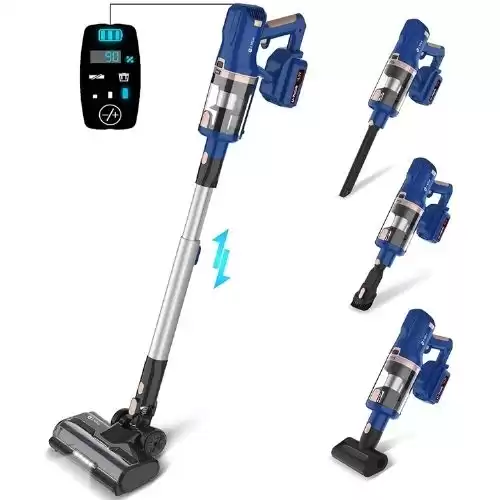 Cordless Vacuum Cleaner, Stick Vacuum with 265W 25Kpa Powerful Suction, Rechargeable Battery Vacuum, Up to 60mins Runtime, 8 in 1 LED Lightweight Vacuum for Pet Hair Carpet Hard Floor, UMLo V111