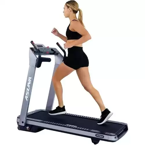 Sunny Health & Fitness ASUNA SpaceFlex Electric Running Treadmill with Auto Incline, LCD and Pulse Monitor, Speakers, Device Holder, 220 LB Max Weight, Folding and Transportation Wheels - 7750