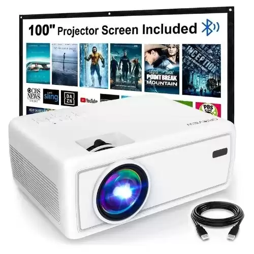 GROVIEW Outdoor Movie Projector with 100” Projector Screen