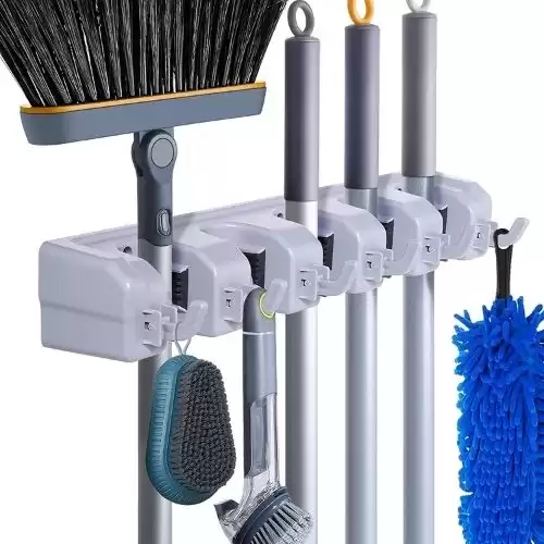 HYRIXDIRECT Mop and Broom Holder Wall Mount