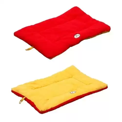 PET LIFE Medium Orange/Red Reversible Eco-Paw Pet Bed