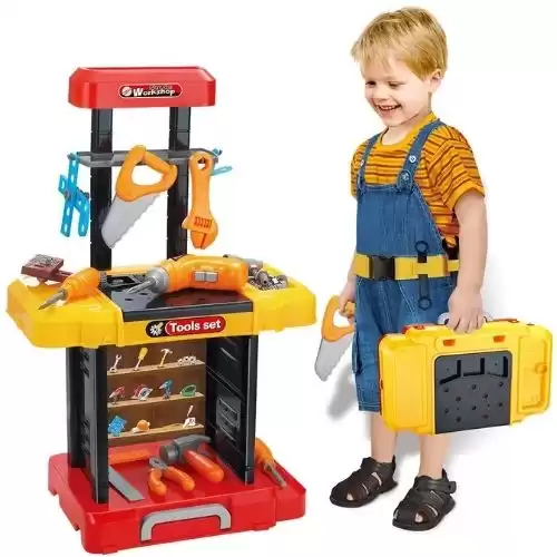 UNIH Kids Tool Bench with Electric Drill Toddler Workbench Tools Set for Kids Pretend Play Learning Toy Tool Set, Indoor & Outdoor Toys for 2 Year Old Boys Gift