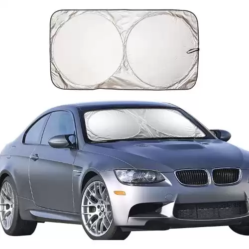 EcoNour Car Windshield Sun Shade with Storage Pouch | Durable 240T Material Car Sun Visor for UV Rays and Sun Heat Protection | Car Interior Accessories for Sun Heat | Standard (64 inches x 32 inches)