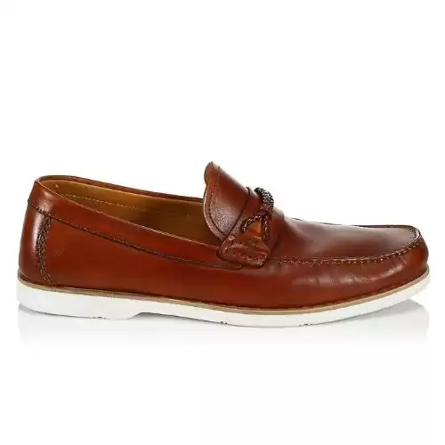 SAKS FIFTH AVENUE COLLECTION BY MAGNANNI Braided Loop Cross Strap Leather Boat Shoes