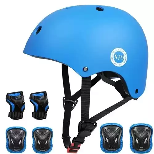 XJD Kids Bike Helmet Toddler Helmet Kids Sport Protective Gear Set Boy Girl Adjustable Child Cycling Helmet with Knee Pads Elbow Pads Wrist Guards Youth Skateboard Helmet for Kids